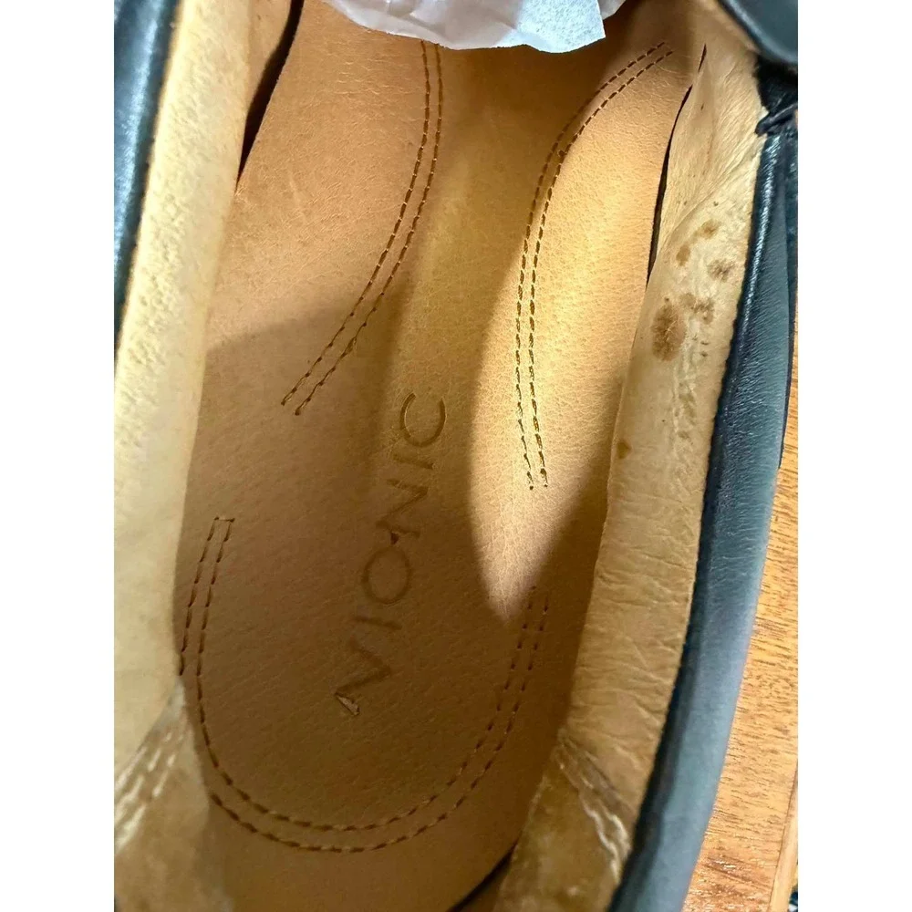 Vionic Mens 11.5 Black Loafer Sullivan VSM052 Leather Slip On Orthotic Shoe